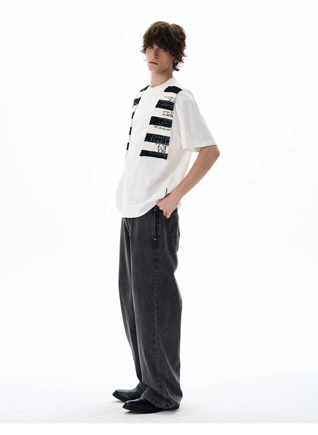 Graphic Knit-Panel Short-Sleeve T-Shirt