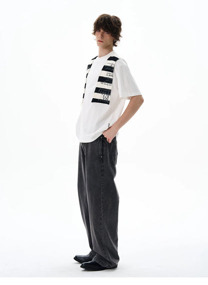Graphic Knit-Panel Short-Sleeve T-Shirt