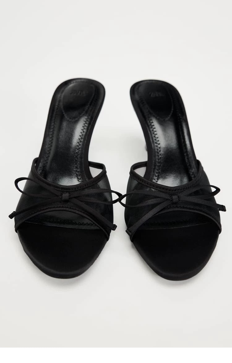 Women's Bow Open Toe High-Heel Mule Sandals