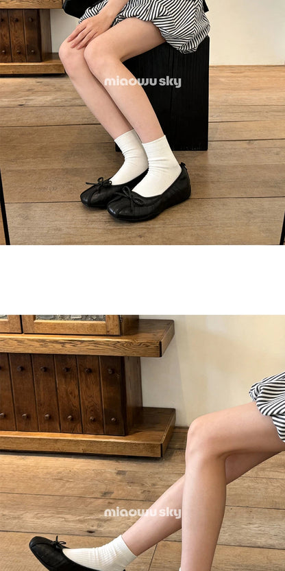 Leather Bow Ballet Flats