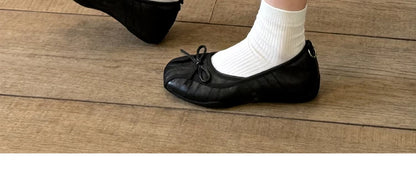 Leather Bow Ballet Flats