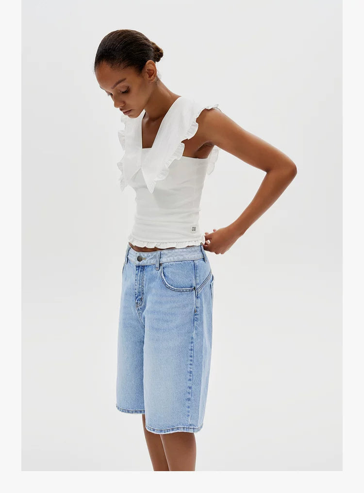 Layered Ruffle V-Neck Top - 360 view 5