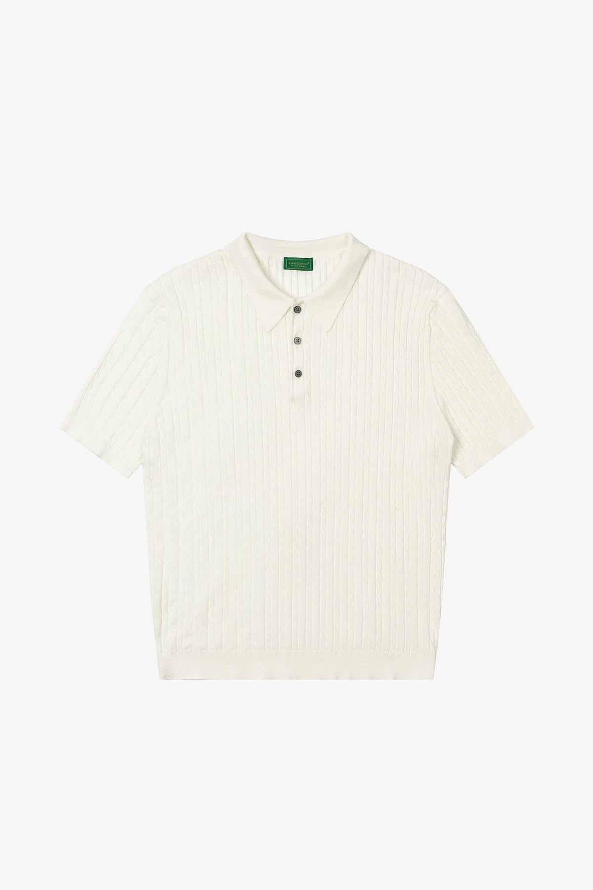 Relaxed Wool-Blend Cable Knit Polo Shirt