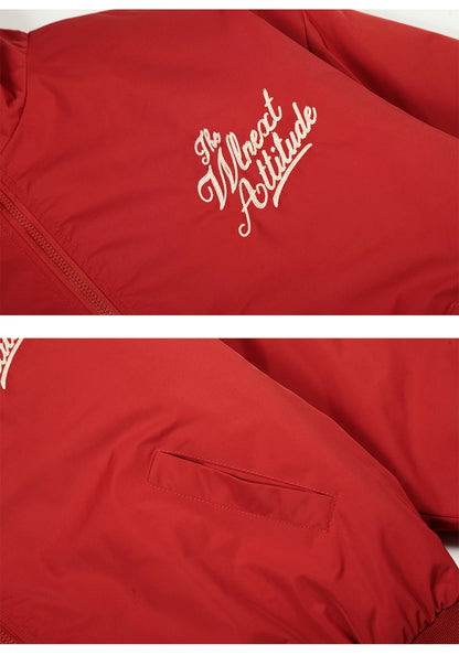 Men’s Red Embroidered Flight Jacket