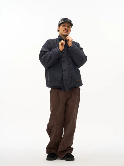 Washed Insulated Deck Jacket in khaki