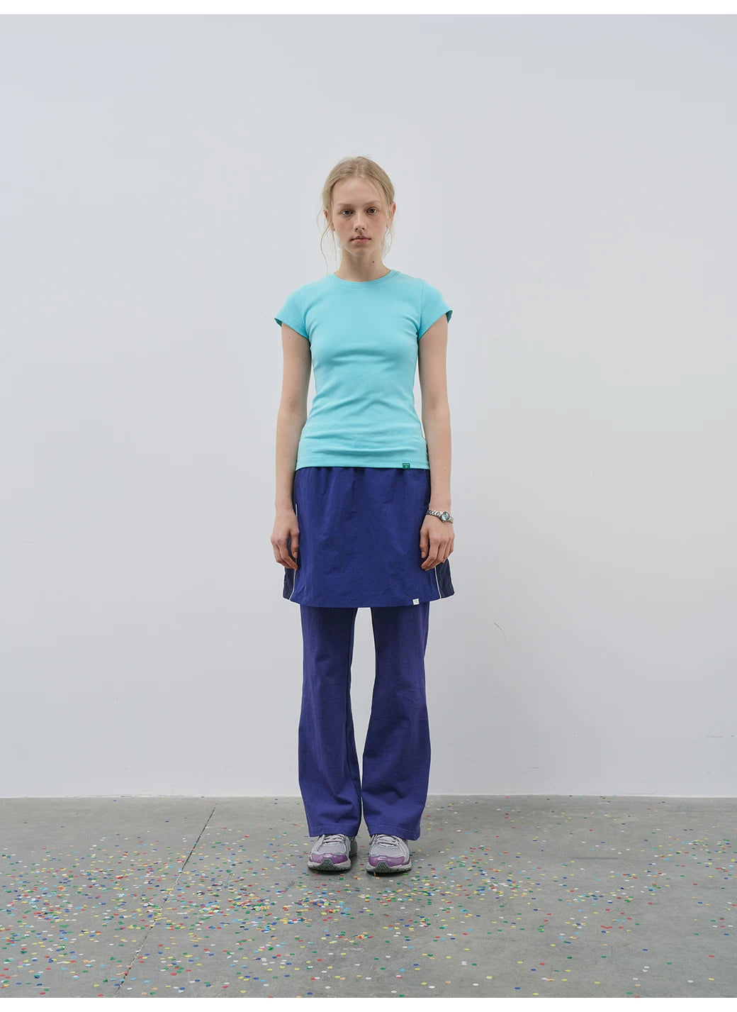 Blue Layered Skirt Trousers