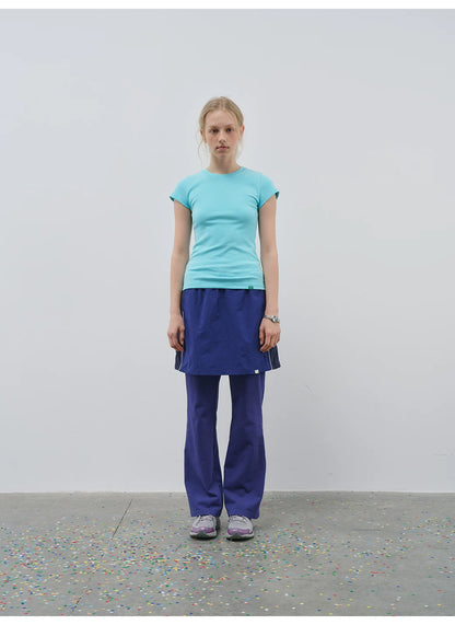 Blue Layered Skirt Trousers