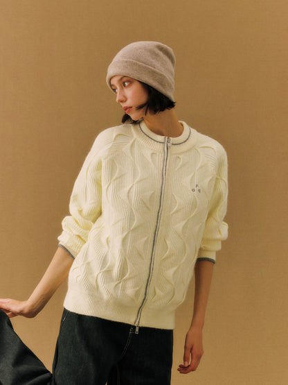 FPA Wave Cable Round-Neck Zip Sweater