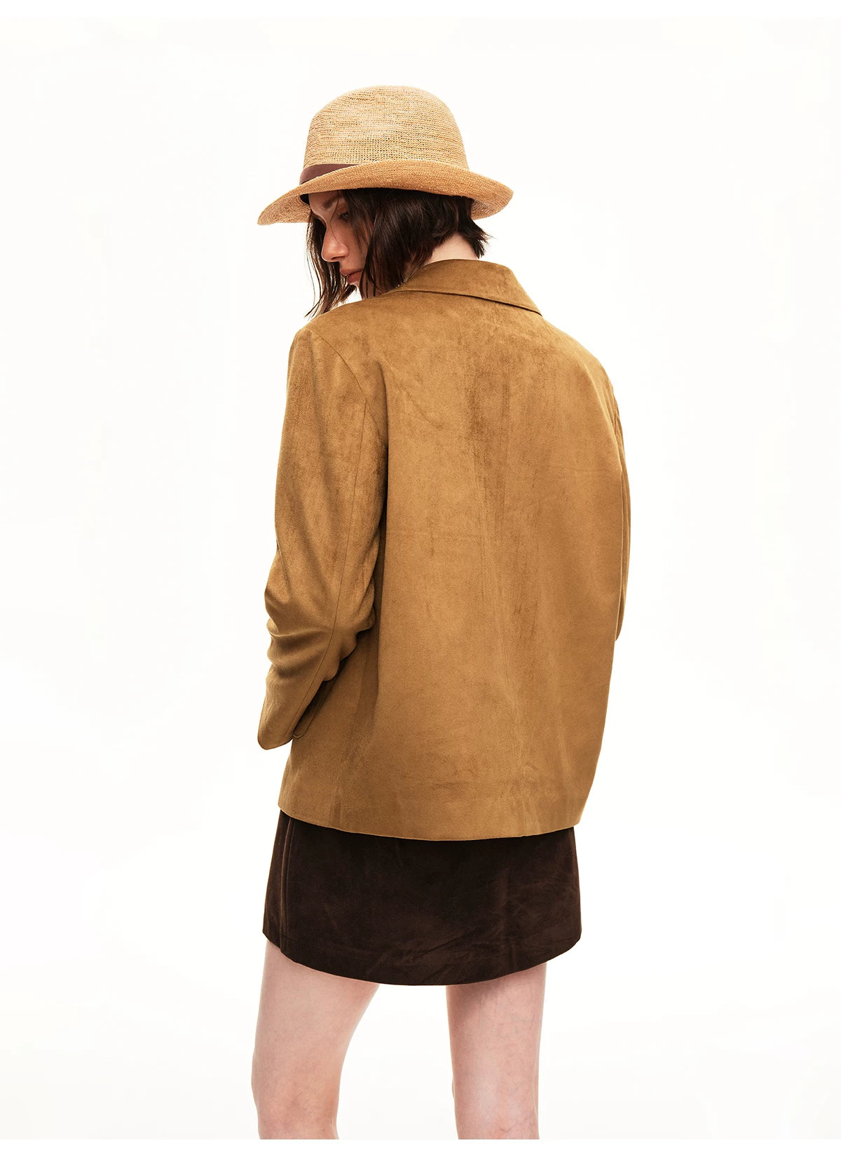 Suede-Effect Cropped Jacket - 360 view 6