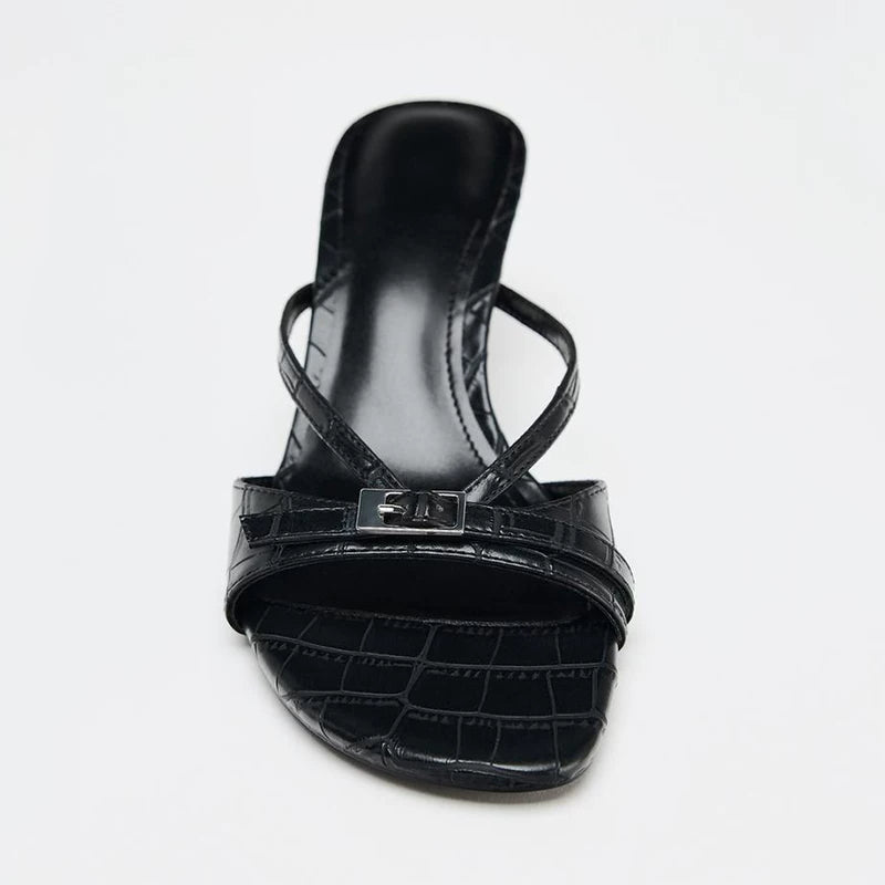 Women's High-Heel Single Strap Mule Sandals