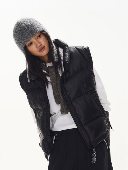 Quilted Stand Collar Puffer Vest black product view