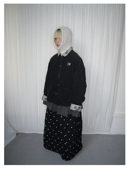 Polka-Dot High-Waist Midi Skirt