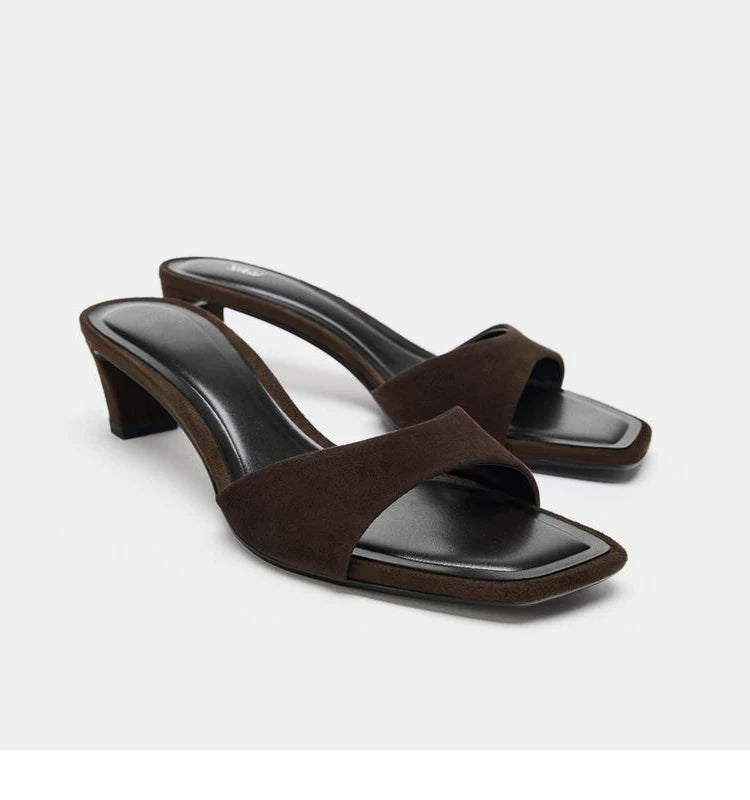 Women's Open Toe High-Heel Mule Slide Sandals