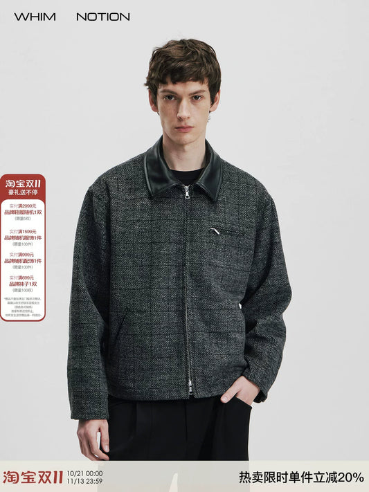 Whimnotion 25AW Wool Detroit Leather-Collar Jacket