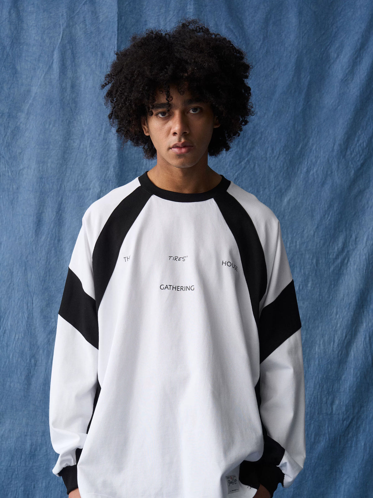 Contrast Raglan Long Sleeve Jersey white and black product view