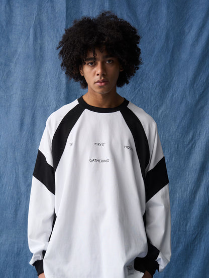Contrast Raglan Long Sleeve Jersey white and black product view