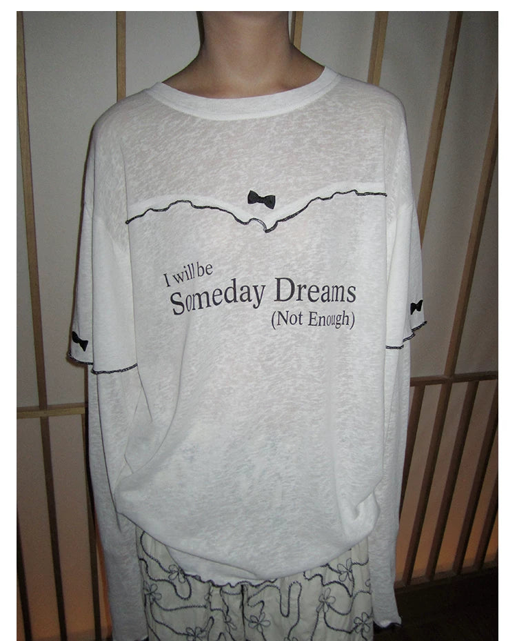 Bow Panel Faux-Layer Long-Sleeve Tee