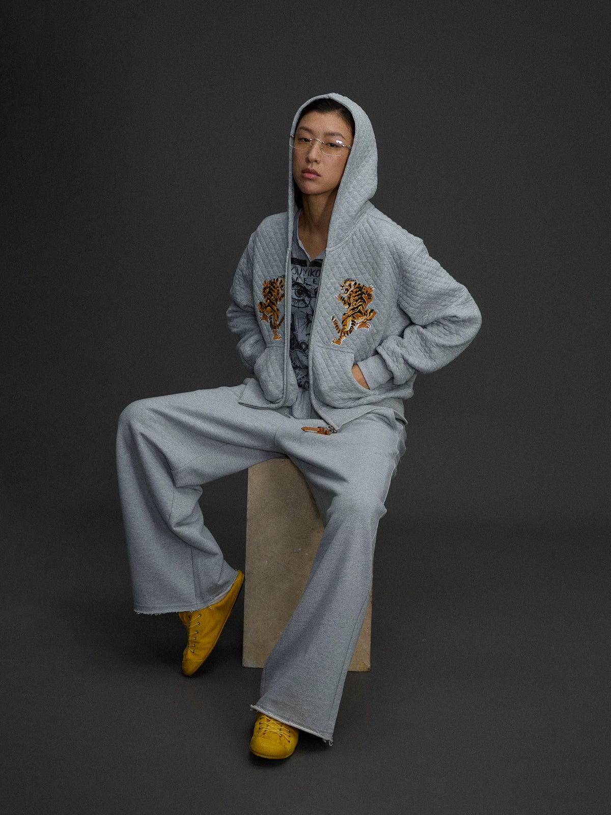 Embroidered Hooded Zip Jacket