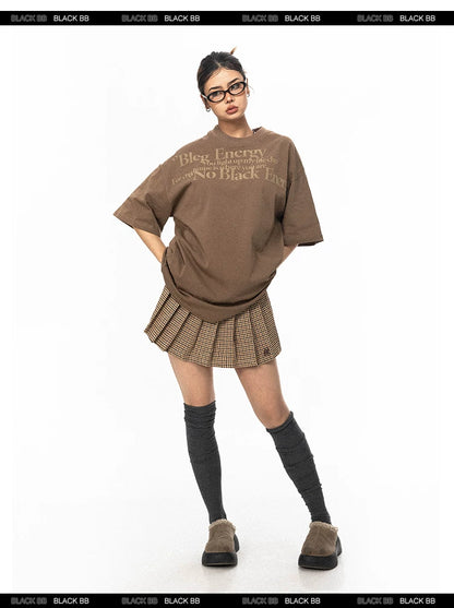 Vintage Letter Print Short Sleeve T-Shirt
