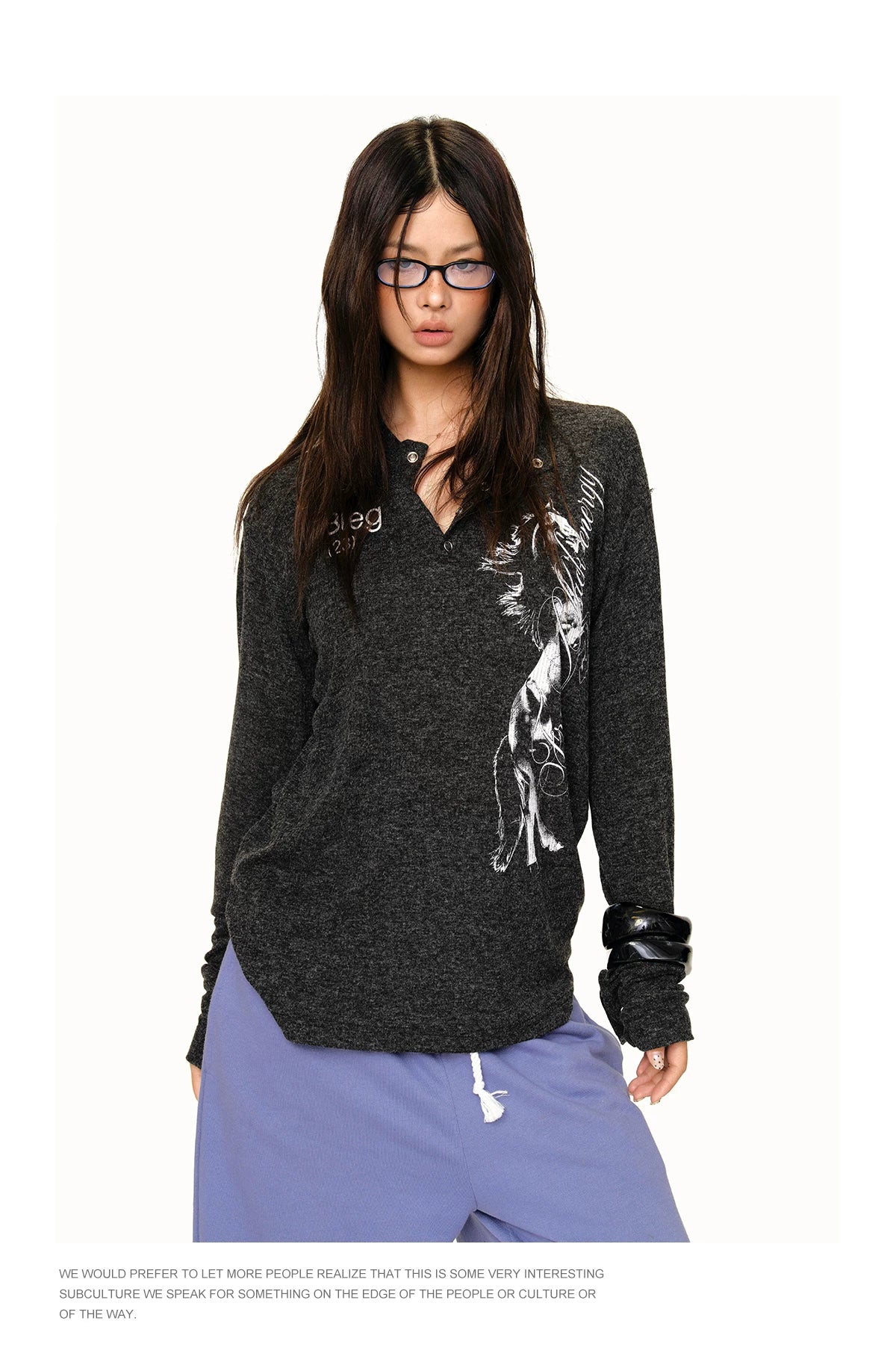 Graphic Henley Long Sleeve Shirt product photo