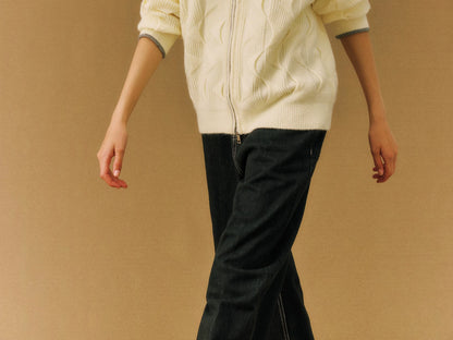 FPA Wave Cable Round-Neck Zip Sweater