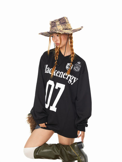 Number 07 V Neck Long Sleeve T-Shirt