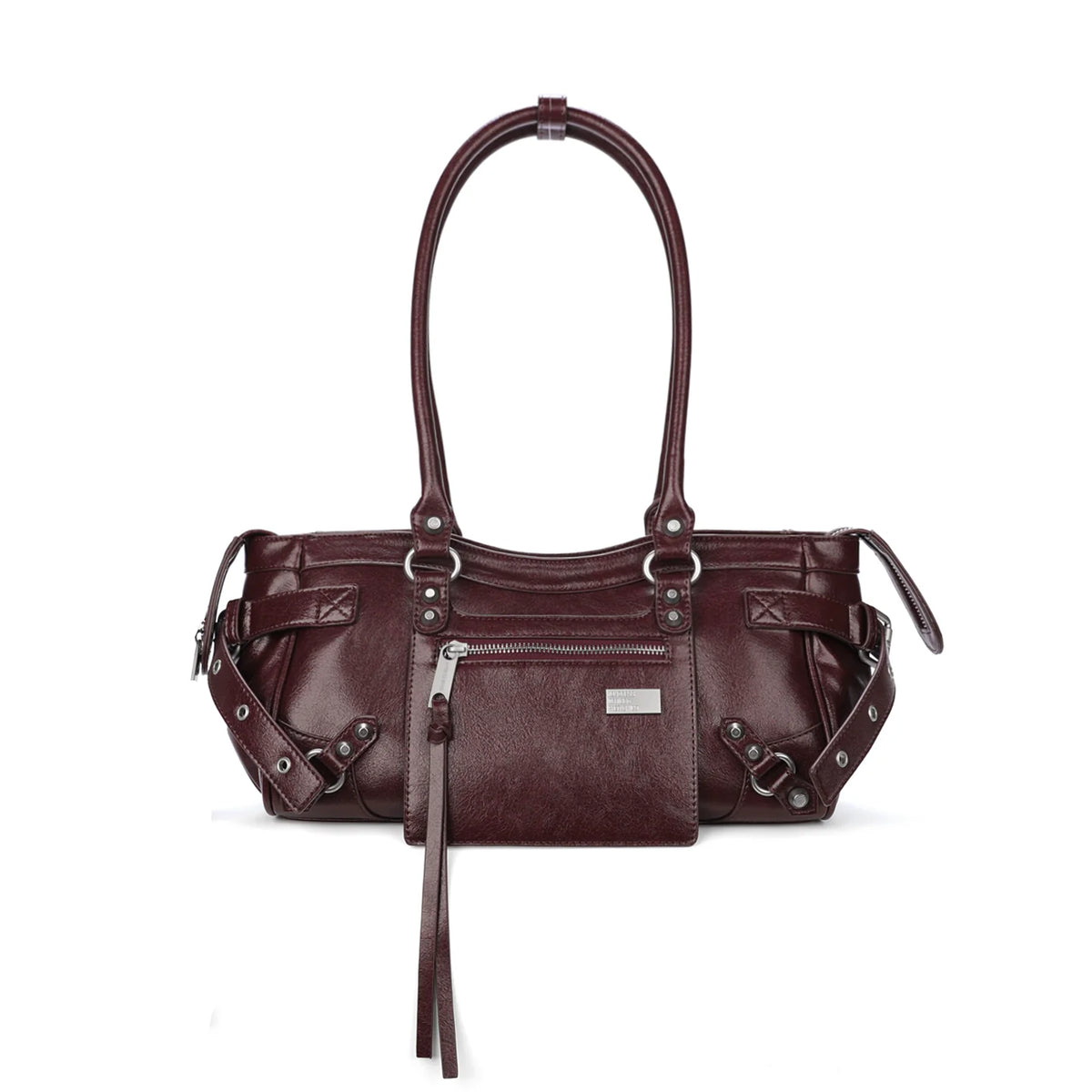 Burgundy Studded Zip Underarm Bag product photo