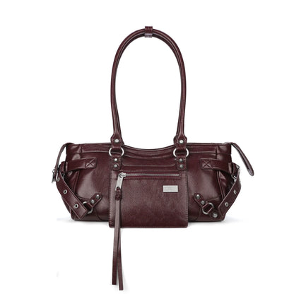Burgundy Studded Zip Underarm Bag product photo