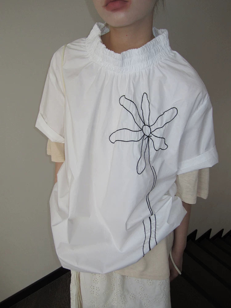 Embroidered Floral Short-Sleeve Tee