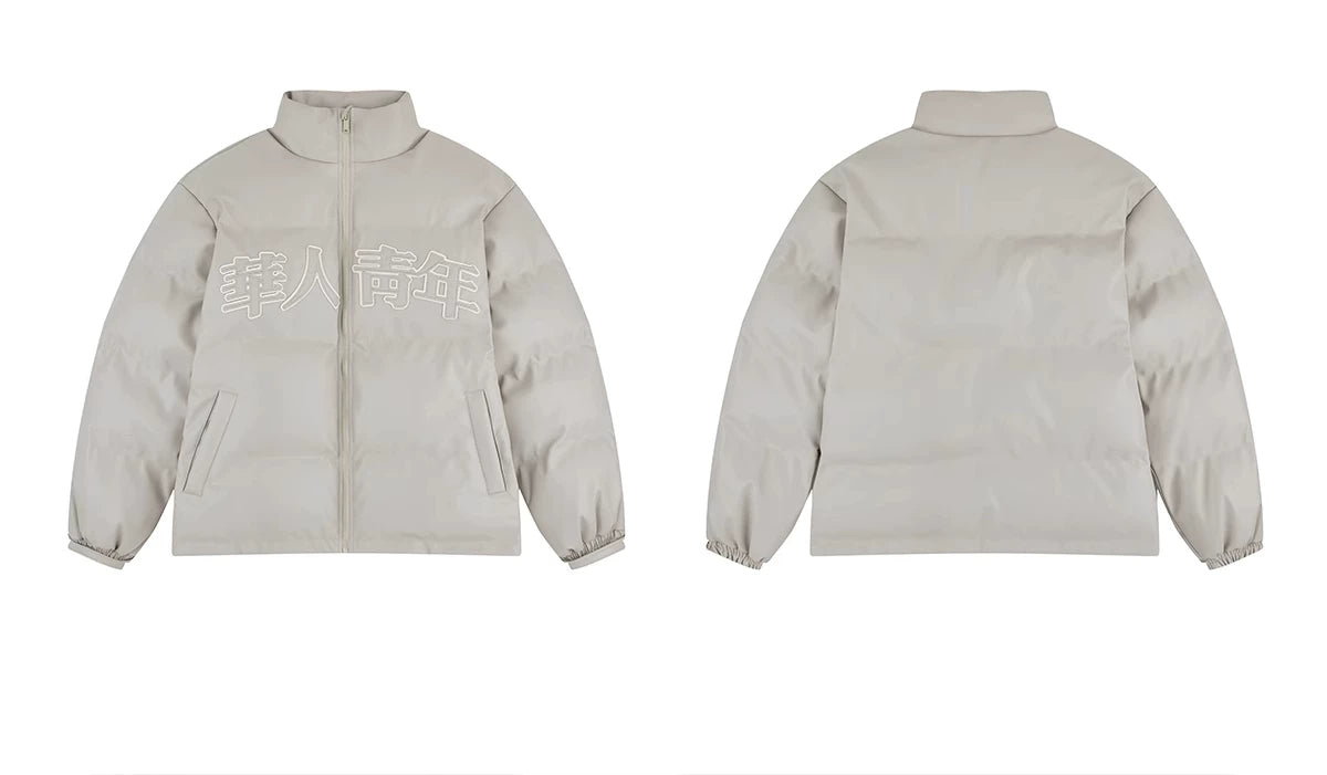 Kapuzen-Steppjacke mit Logo-Patch