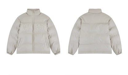 Kapuzen-Steppjacke mit Logo-Patch