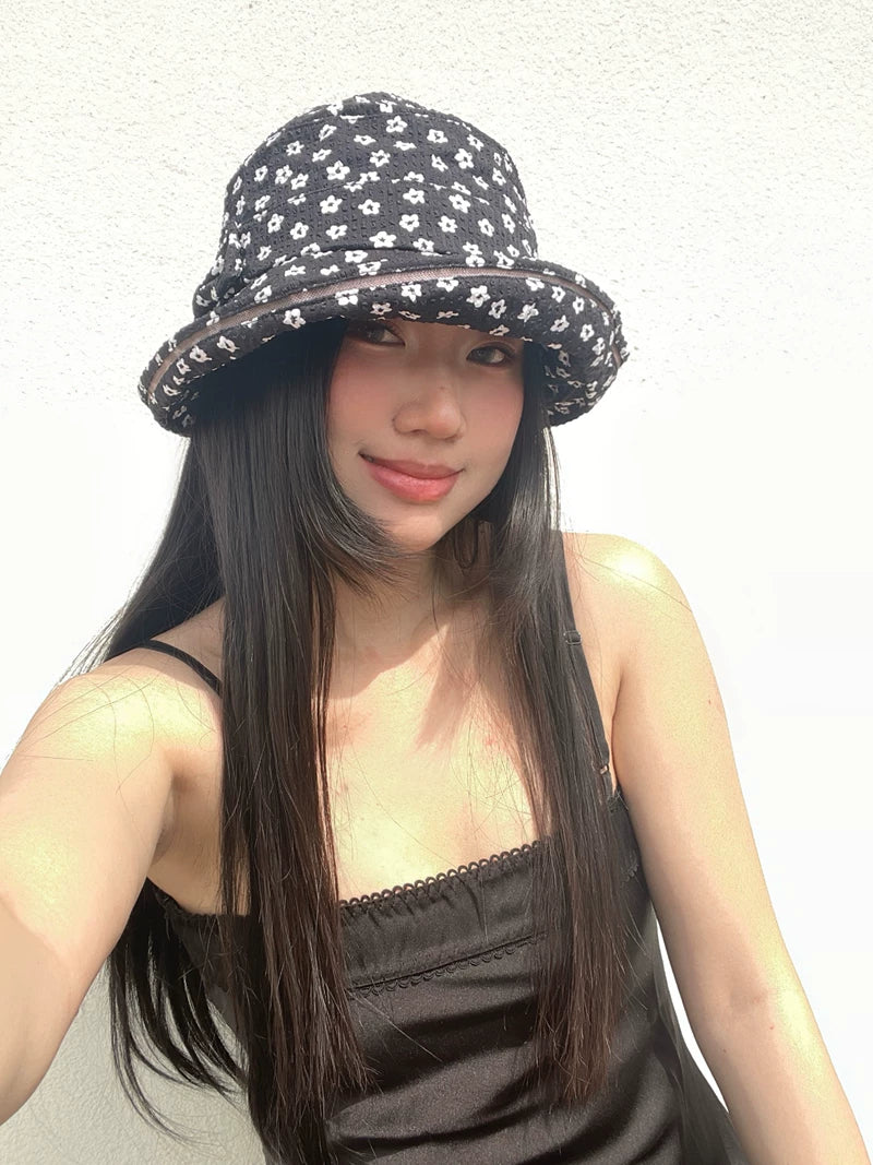 Women’s Floral Bucket Hat, Breathable Sun Protection Wide Brim Sun Hat for Summer Outdoor Travel