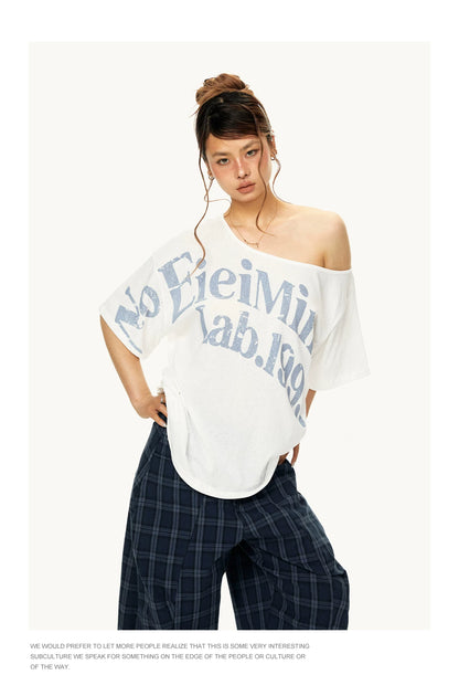 Off Shoulder Graphic T Shirt product view