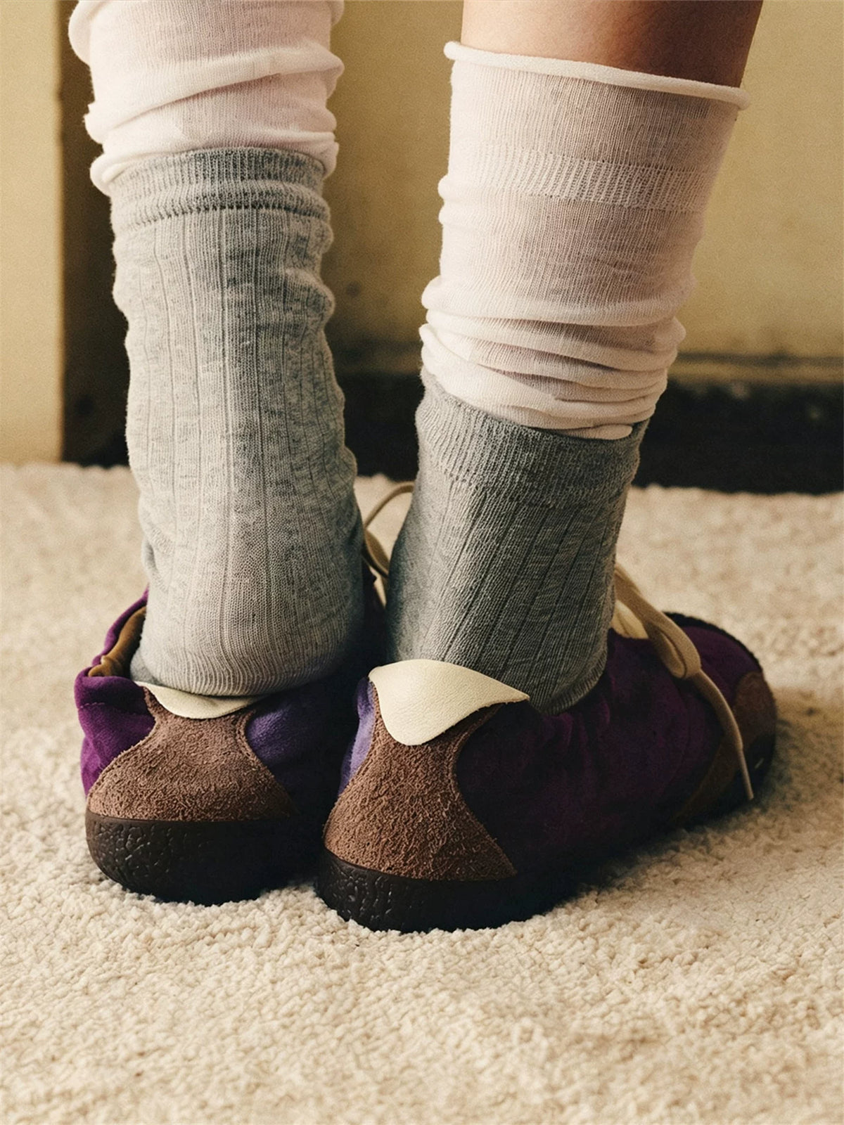 Imperial Purple Mismatched Ballet Trainer Sneakers