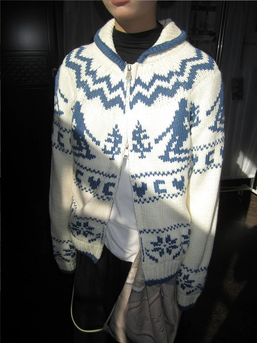 Fair-Isle-Strickpullover mit Baum-Motiv