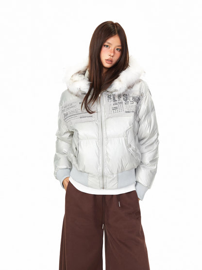 Faux Fur Collar Puffer Jacket product view