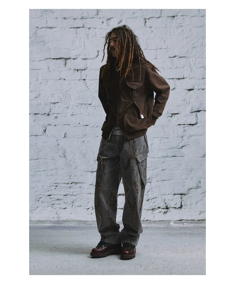 Distressed Print Canvas Cargo Pants product view
