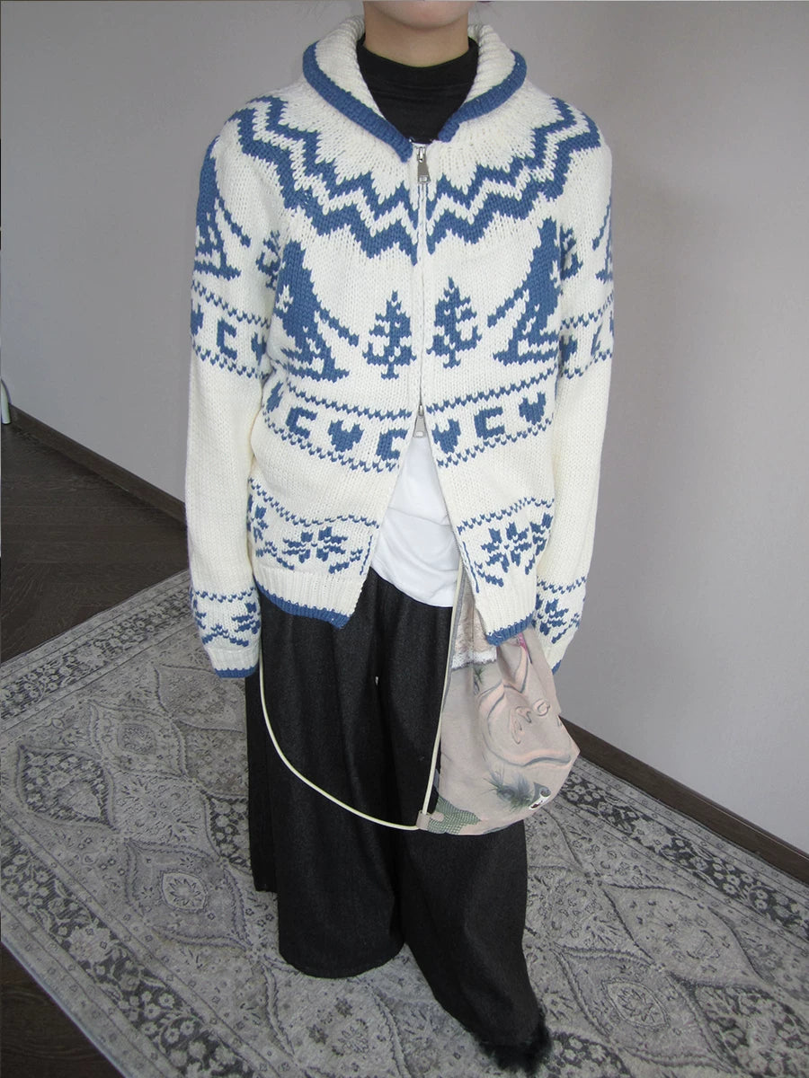 Fair-Isle-Strickpullover mit Baum-Motiv