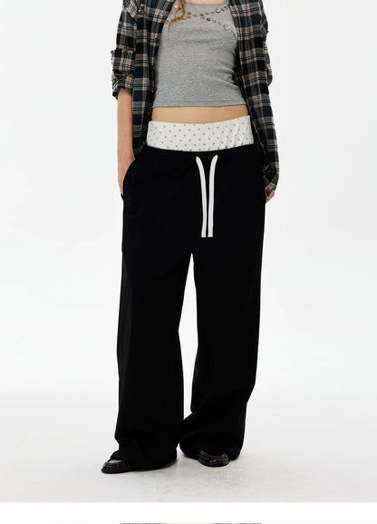 Polka Dot Waist Wide-Leg Sweatpants product photo