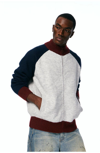 Men's Color-Block Zip Knit Cardigan product photo