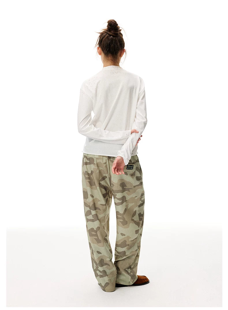 Camouflage Print Straight Leg Pants