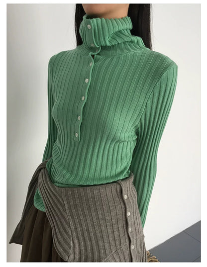 Ribbed Mock-Neck Knit Top