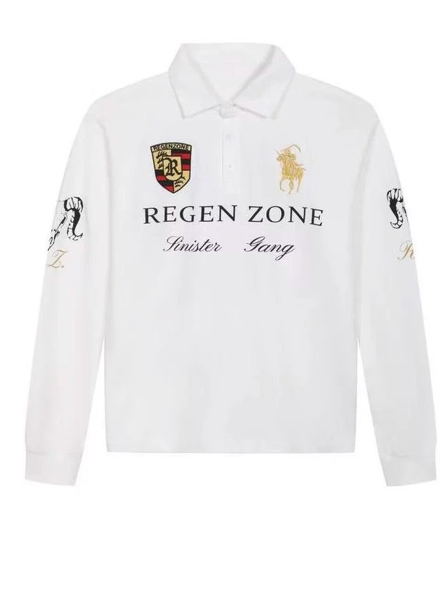 Gold-Embroidered Cinched-Waist Polo