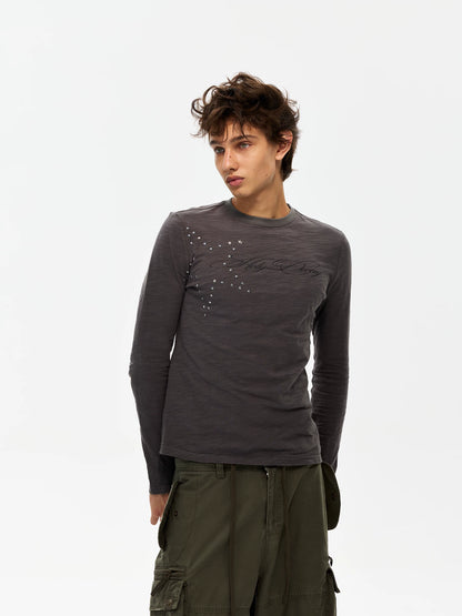 Unisex Star Graphic Long Sleeve T-Shirt in dark gray