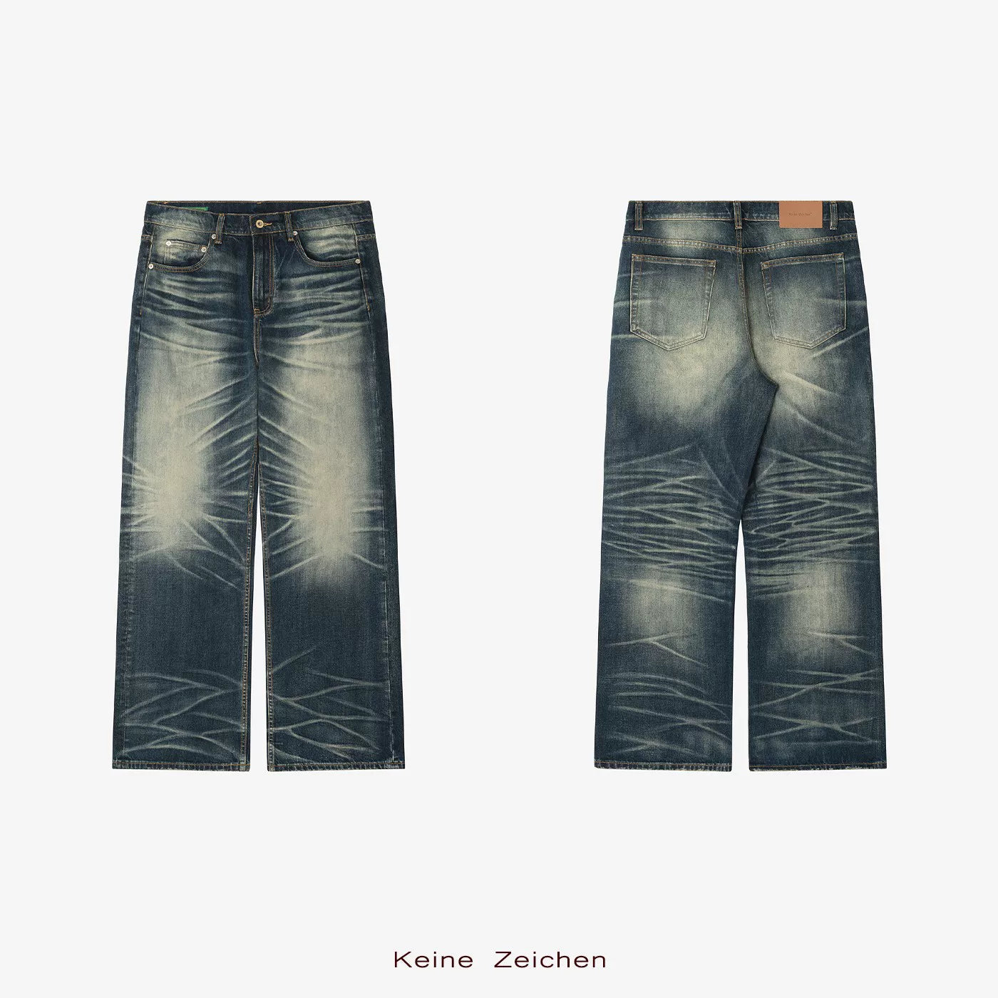 Relaxed Straight-Leg Gradient Blue Vintage Washed Jeans