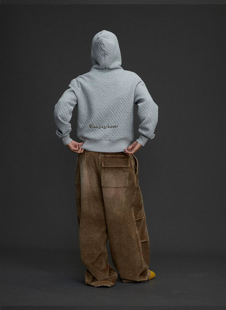 Wide Leg Corduroy Cargo Pants product photo, brown