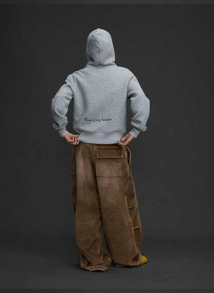 Wide Leg Corduroy Cargo Pants product photo, brown