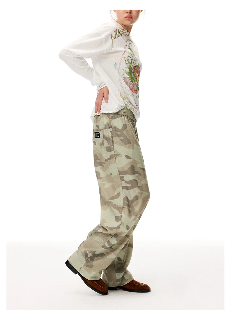 Camouflage Print Straight Leg Pants