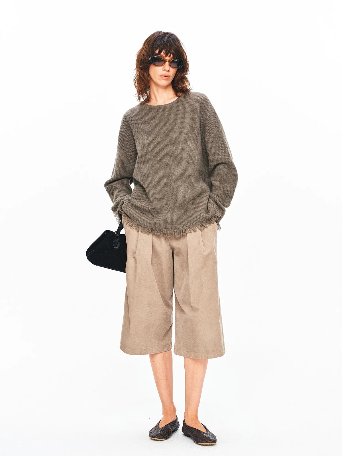 Textured Fringe Wool Sweater