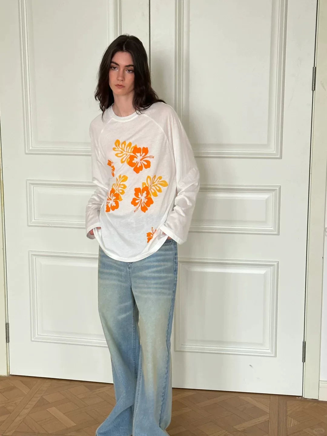 Tropical Floral Raglan Long Sleeve T-Shirt